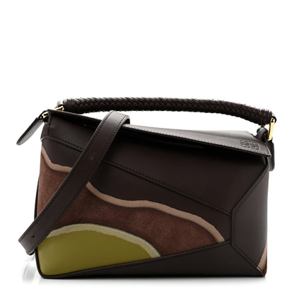 Loewe Calfskin Landscape Small Puzzle Bag Chocolate Light Moss 1 of 10