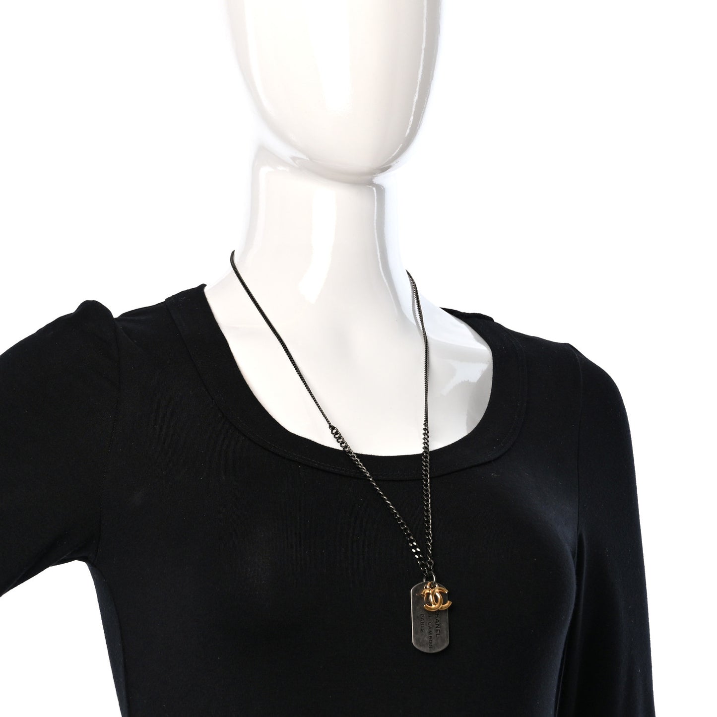 Ruthenium ID Dog Tag Charm Necklace Silver Gold