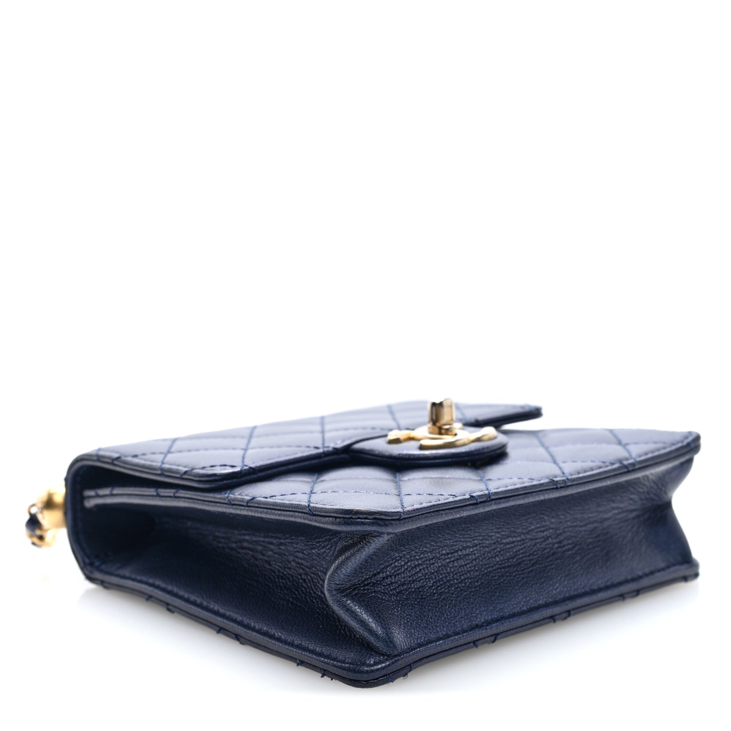 Chanel Iridescent Lambskin Quilted Chic Pearls Flap Navy Blue 3 of 10