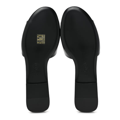 Chanel Lambskin Pearl CC Sandals 39 Black 5 of 9