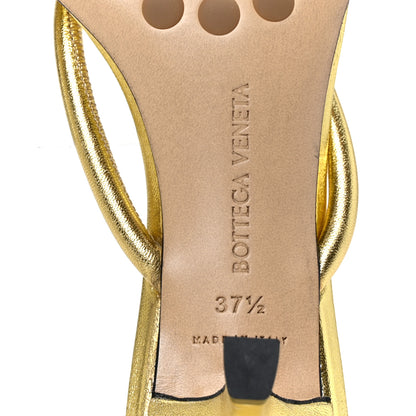 Bottega Veneta Metallic Nappa Blink Knot Mule Sandals 37.5 Gold 9 of 10