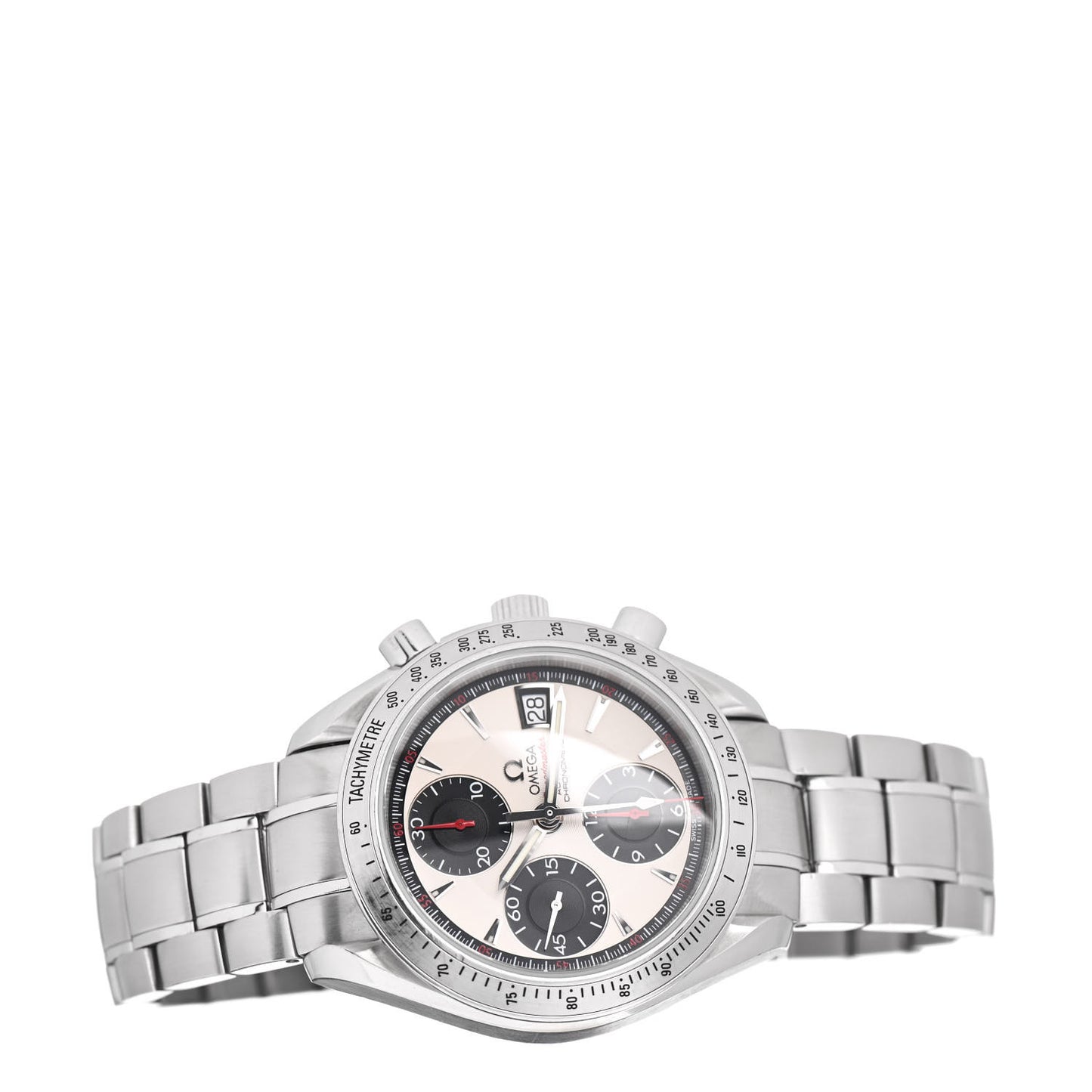 Stainless Steel 40mm Speedmaster Date Automatic Watch White 3211.31.00