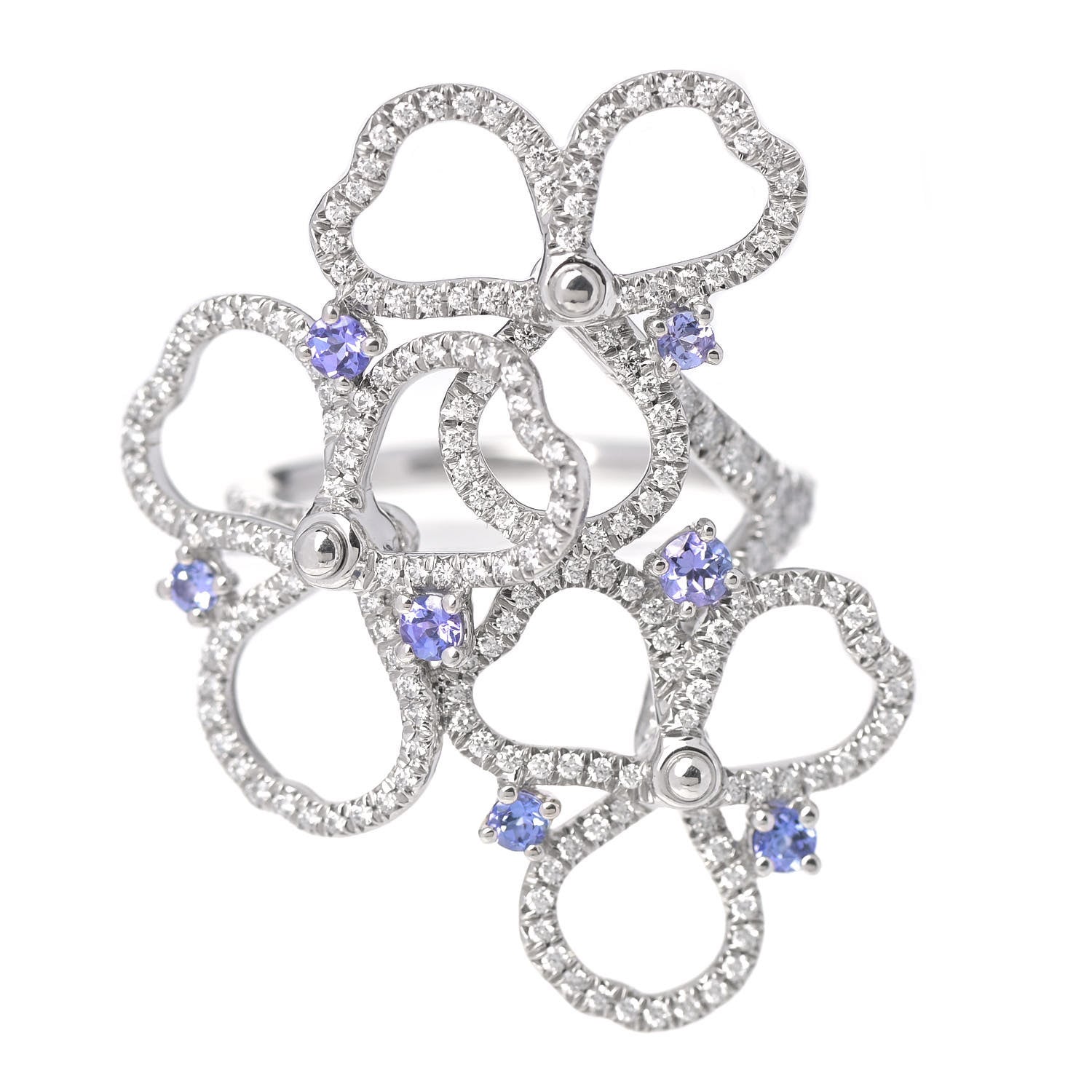 product image of TIFFANY Platinum Diamond Tanzanite Paper Flowers Open Cluster Ring 50 5.5 FASHIONPHILE