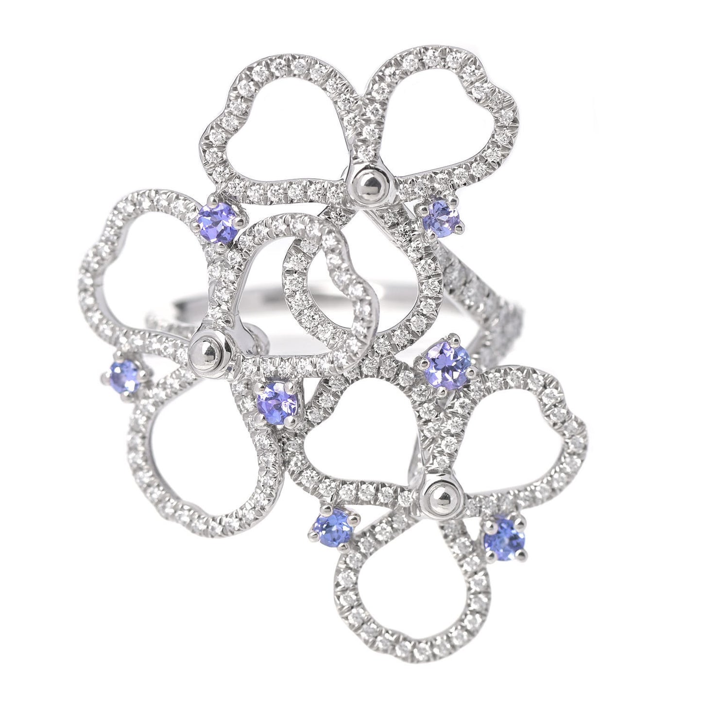 Platinum Diamond Tanzanite Paper Flowers Open Cluster Ring 50 5.5