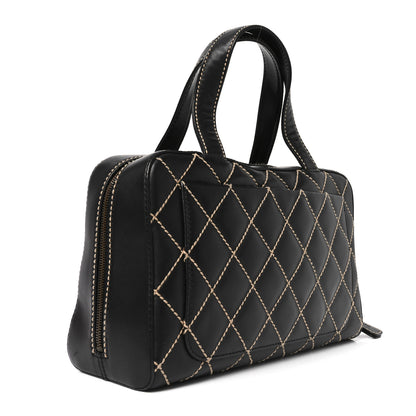 Chanel Calfskin Wild Stitch Top Handle Bag Black 3 of 10