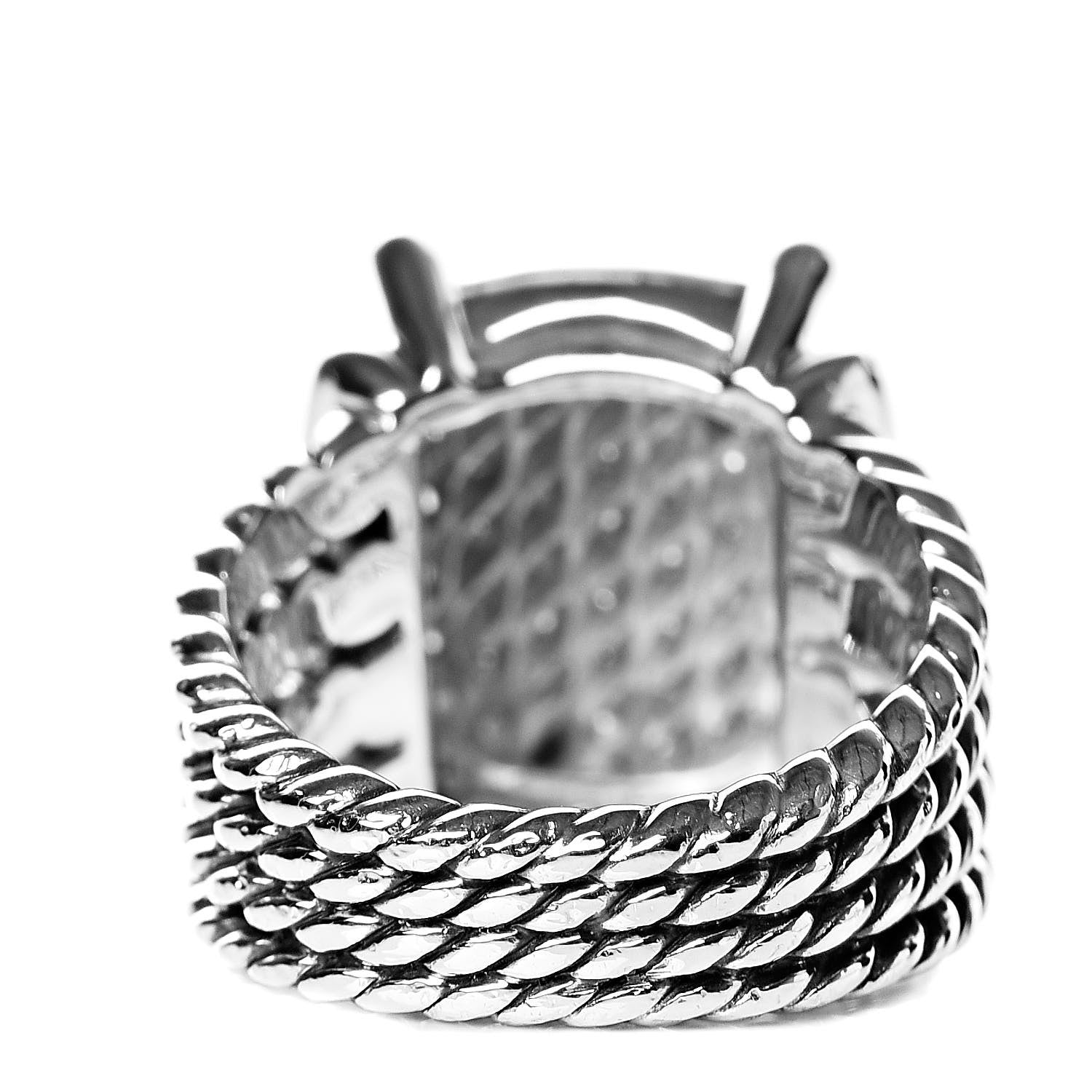 David Yurman Sterling Silver Diamond 16mm Wheaton Ring 53 6.5 4 of 5
