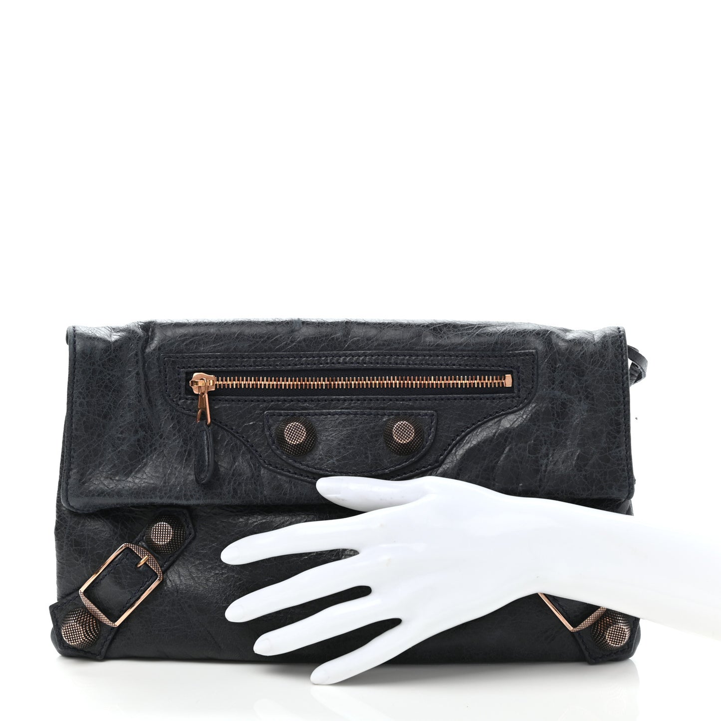 Agneau Classic Hardware Envelope Clutch Dark Night