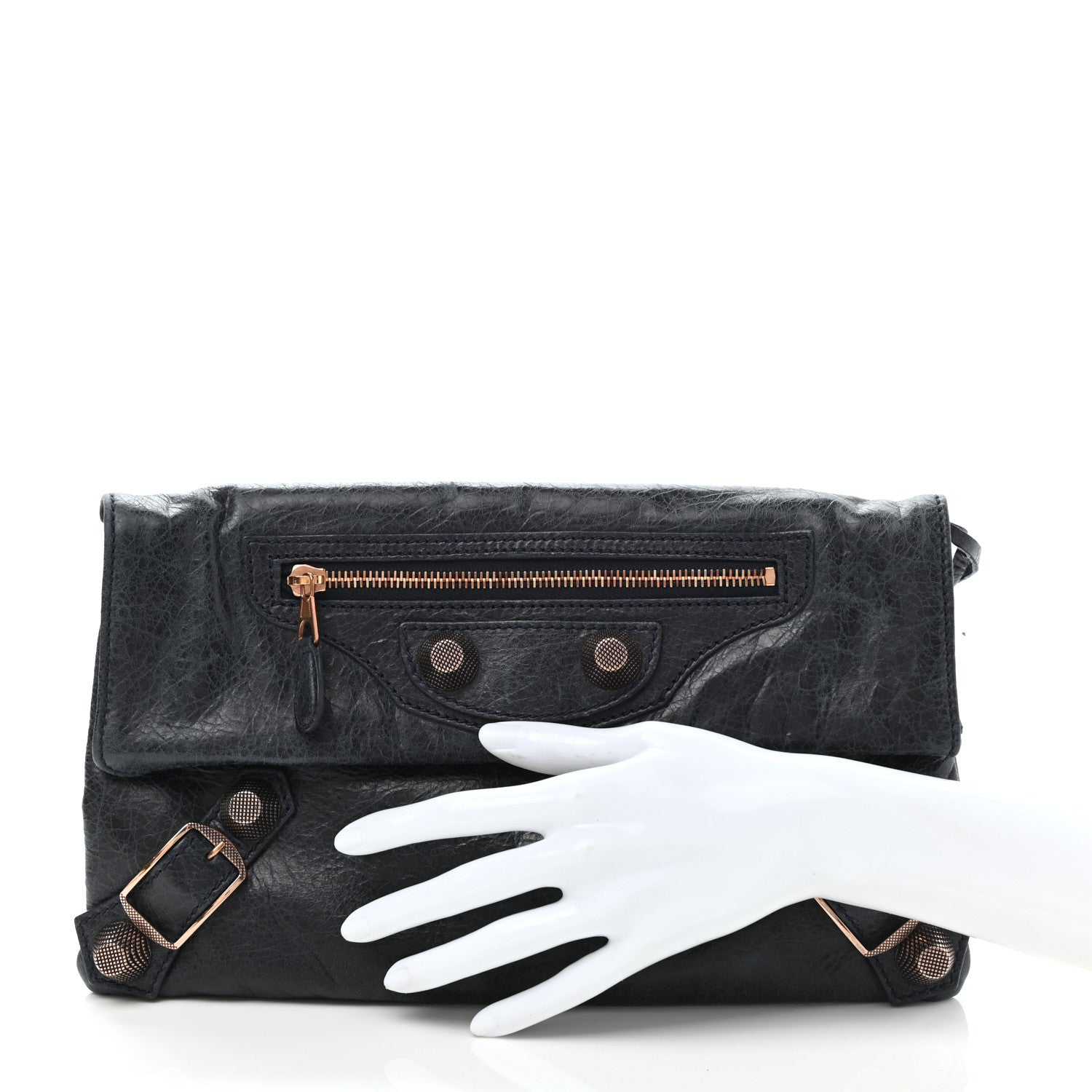 Balenciaga Agneau Classic Hardware Envelope Clutch Dark Night 2 of 8