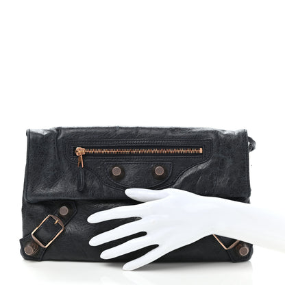 Balenciaga Agneau Classic Hardware Envelope Clutch Dark Night 2 of 8