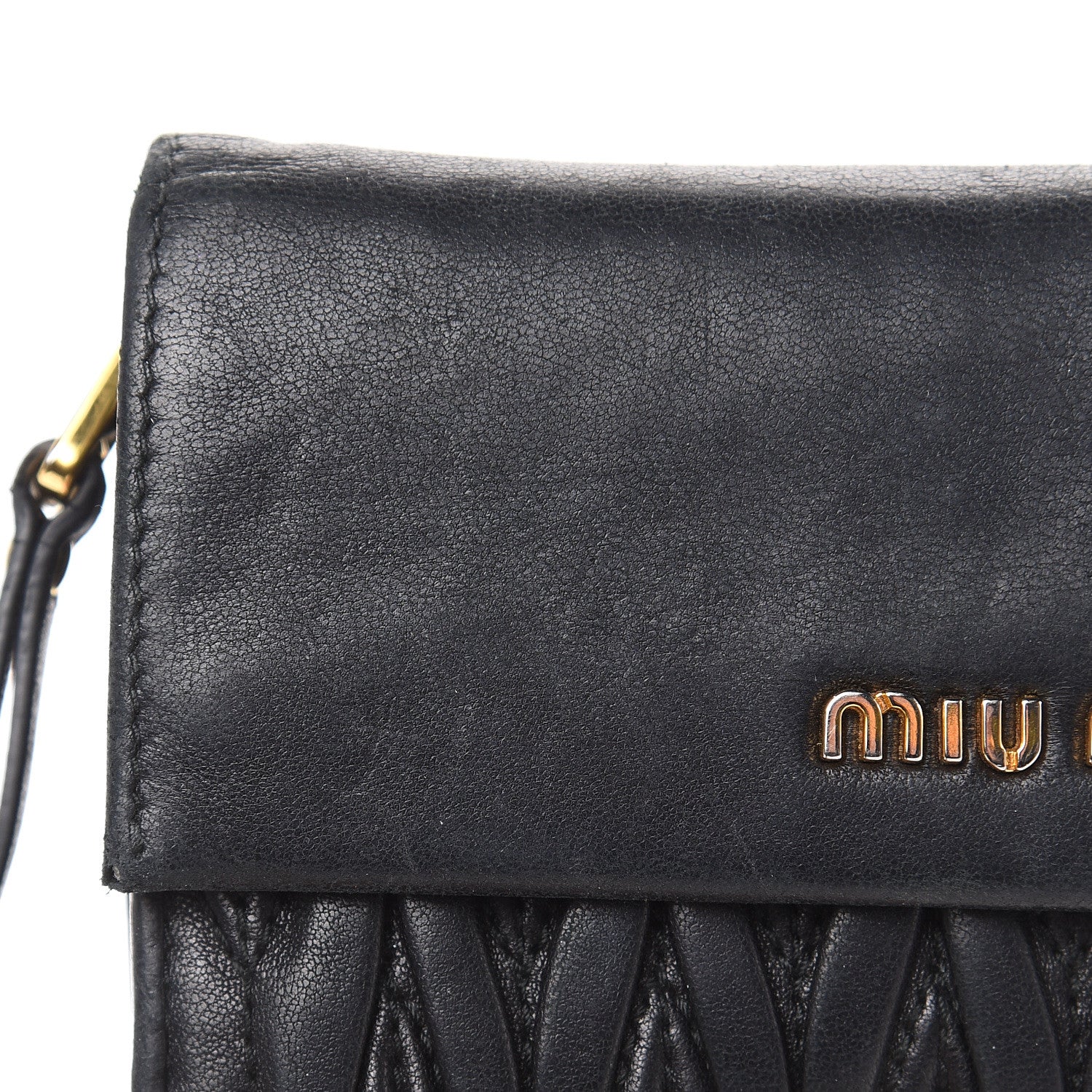 Miu Miu Nappa Matelasse Tri-Fold Flap Wallet Black 12 of 21