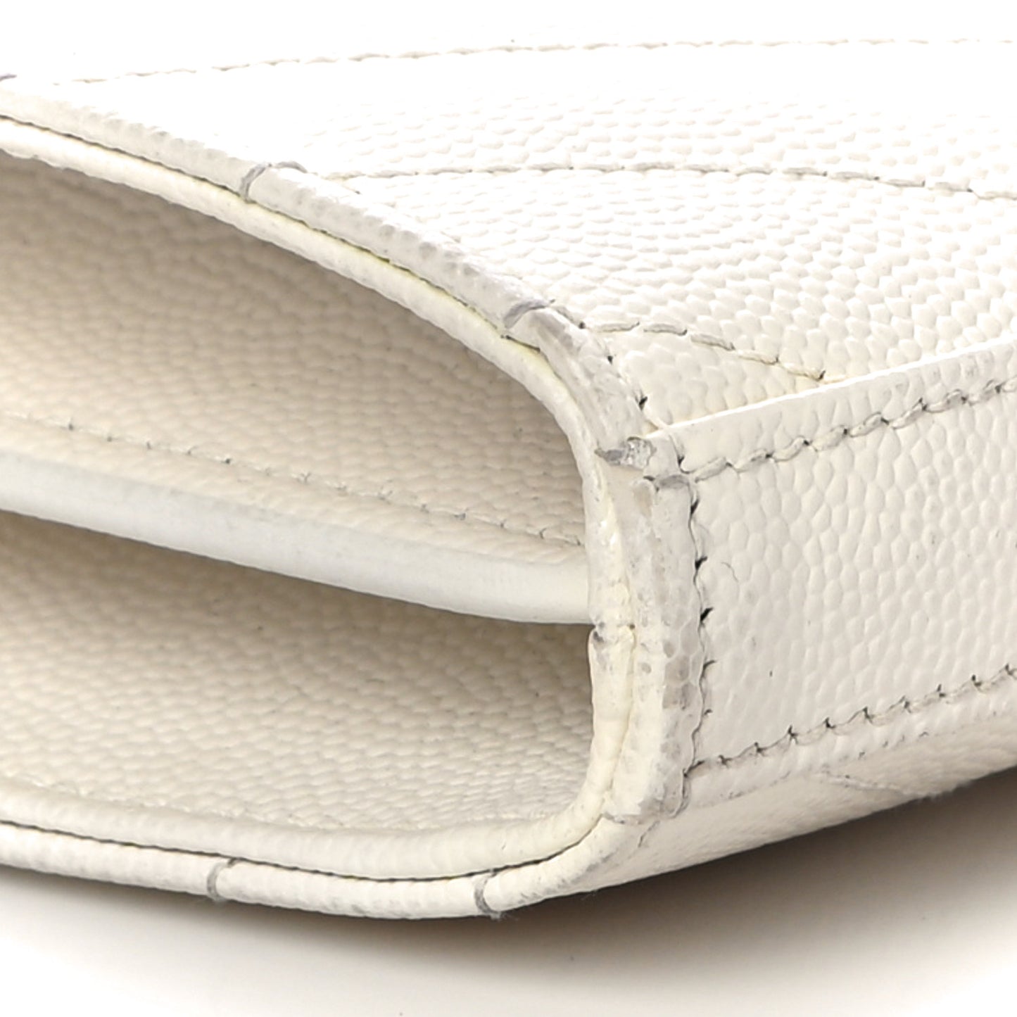 Grain De Poudre Matelasse Chevron Monogram Chain Wallet White