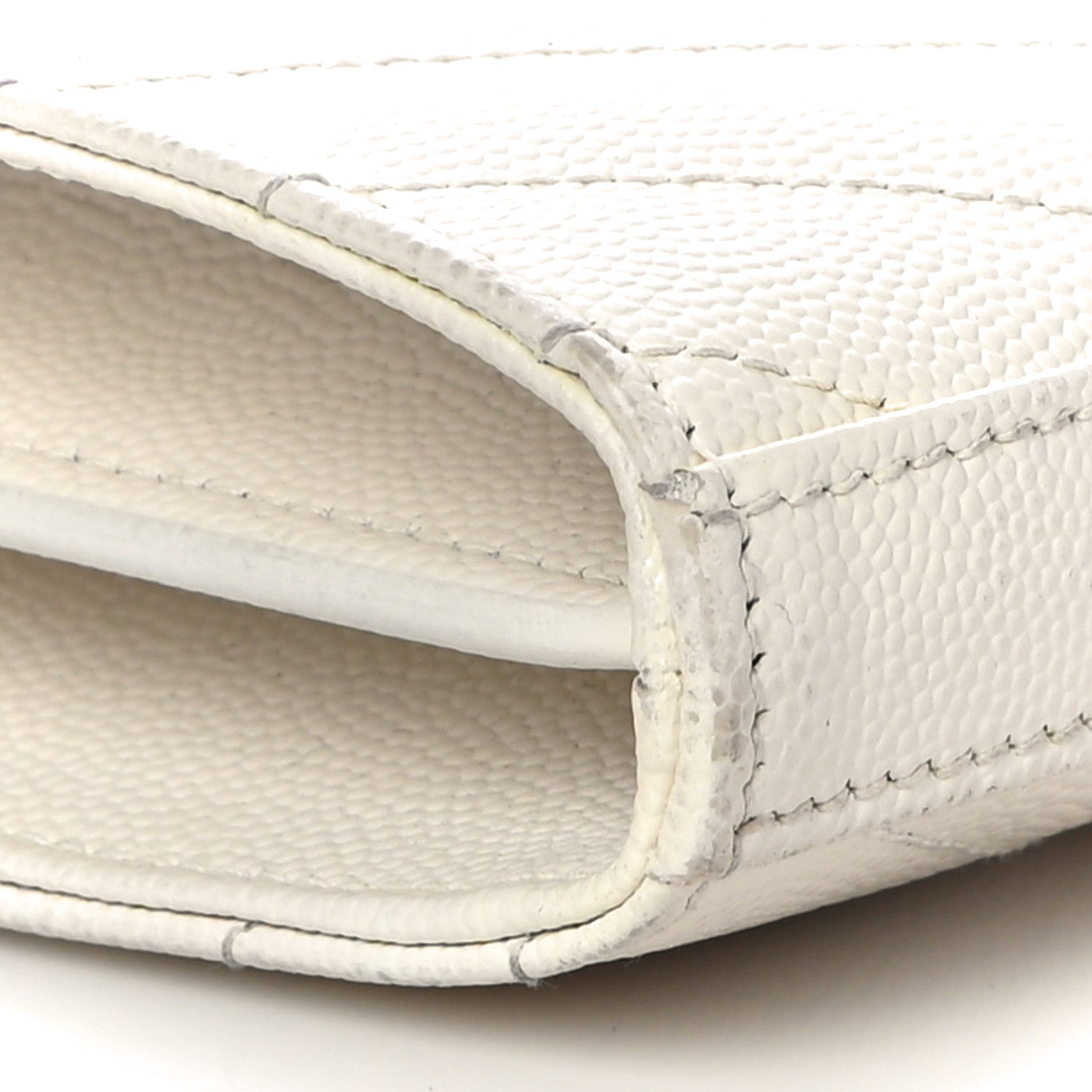 Saint Laurent Grain De Poudre Matelasse Chevron Monogram Chain Wallet White 7 of 20