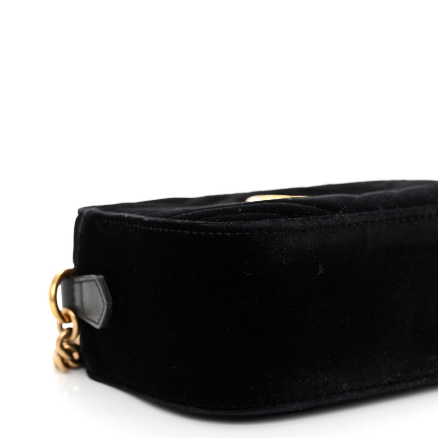 Velvet Matelasse Small GG Marmont Chain Shoulder Bag Black