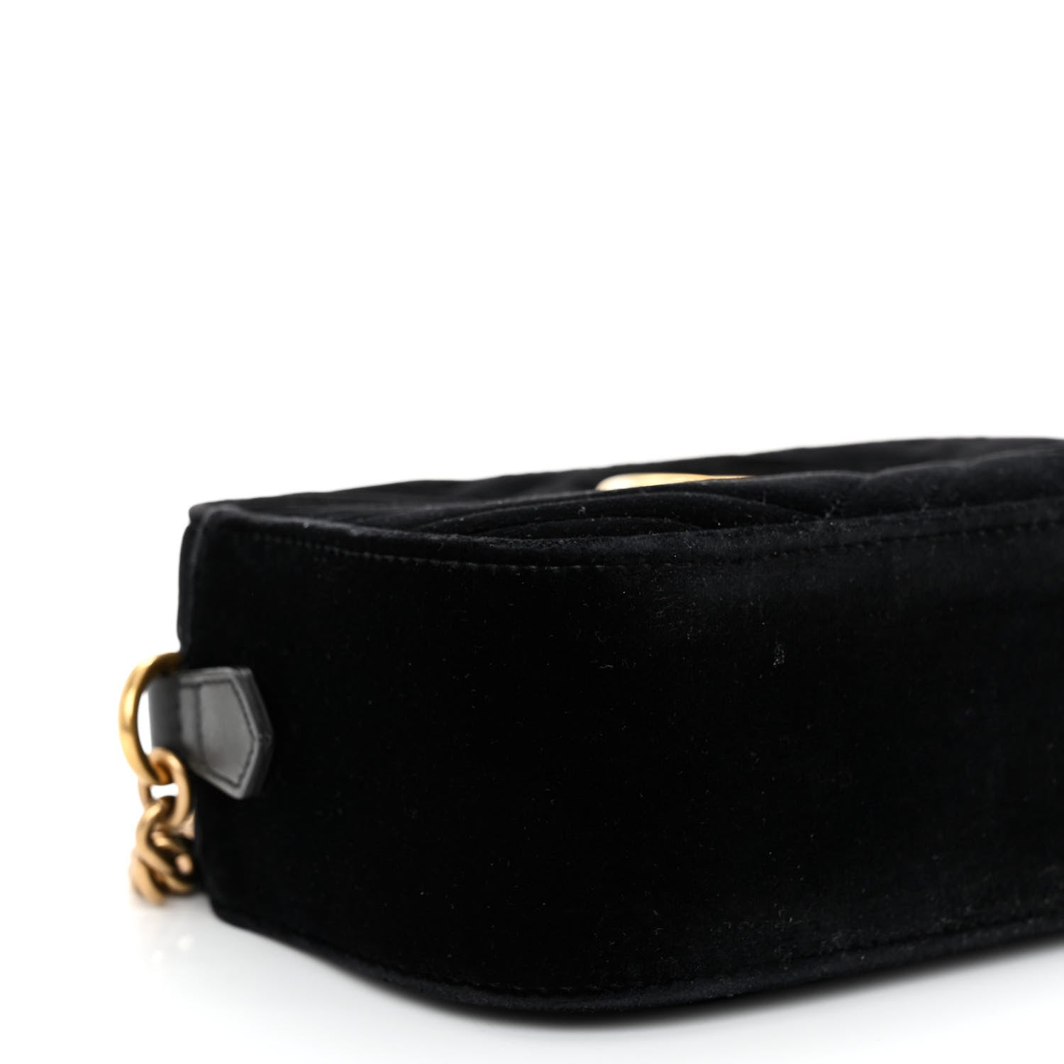 Gucci Velvet Matelasse Small GG Marmont Chain Shoulder Bag Black 9 of 10