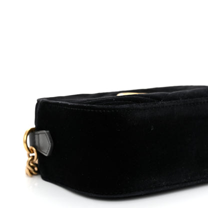 Gucci Velvet Matelasse Small GG Marmont Chain Shoulder Bag Black 9 of 10