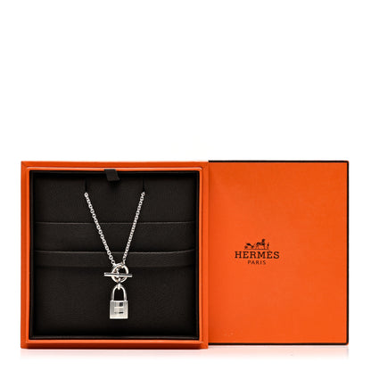 Hermes Sterling Silver Cadenas Kelly Lock Pendant Necklace 5 of 5