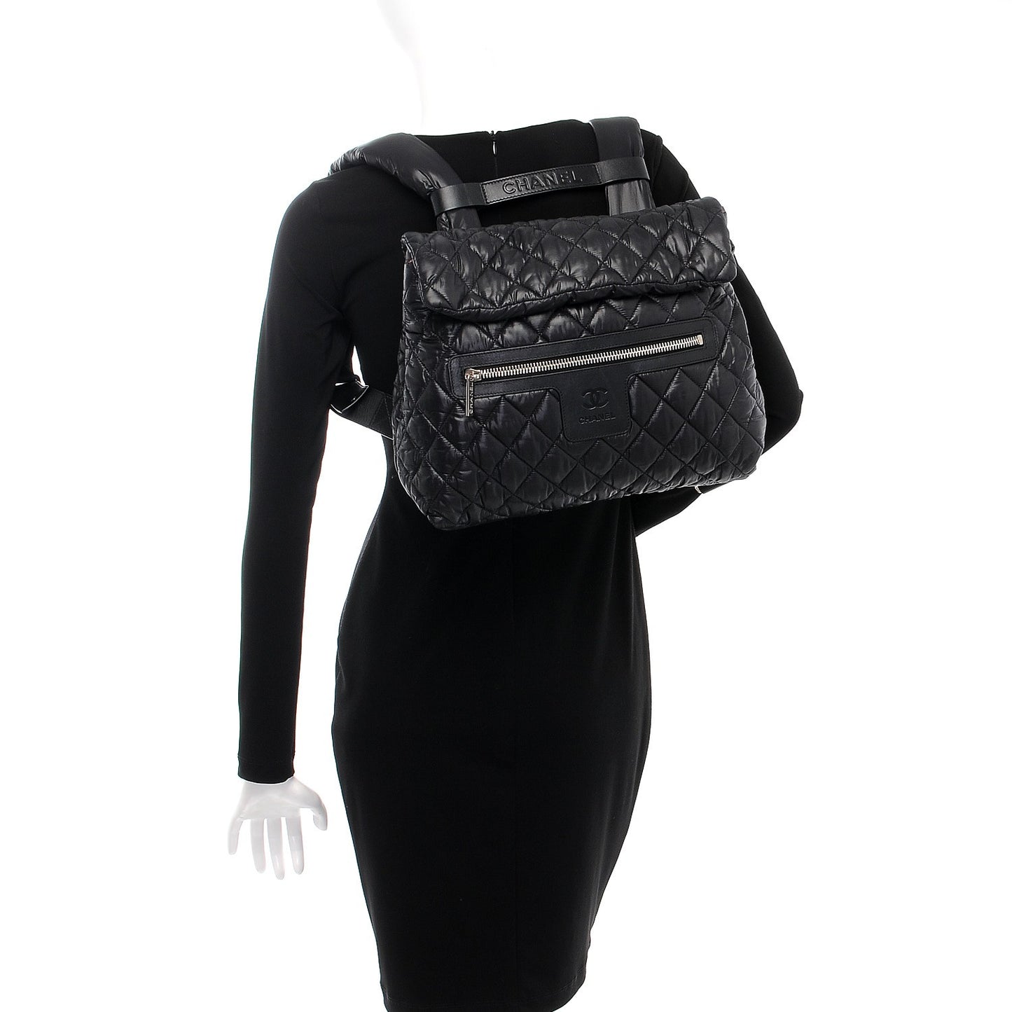 Nylon Quilted Coco Cocoon Backpack Black