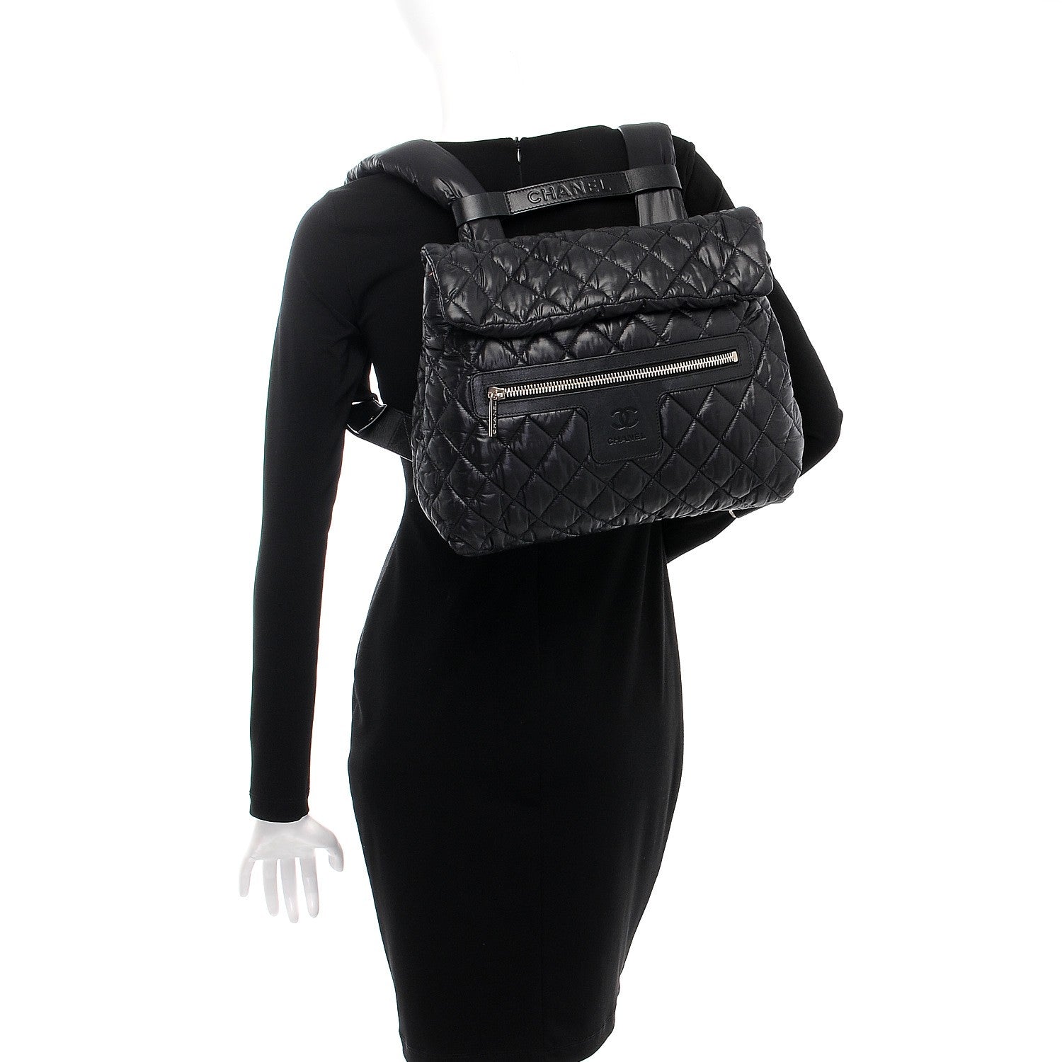 Chanel Nylon Quilted Coco Cocoon Backpack Black 2 of 8