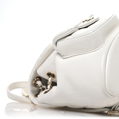 Chanel Shiny Caviar Quilted Small Duma Pockets Drawstring Backpack White 9 of 11