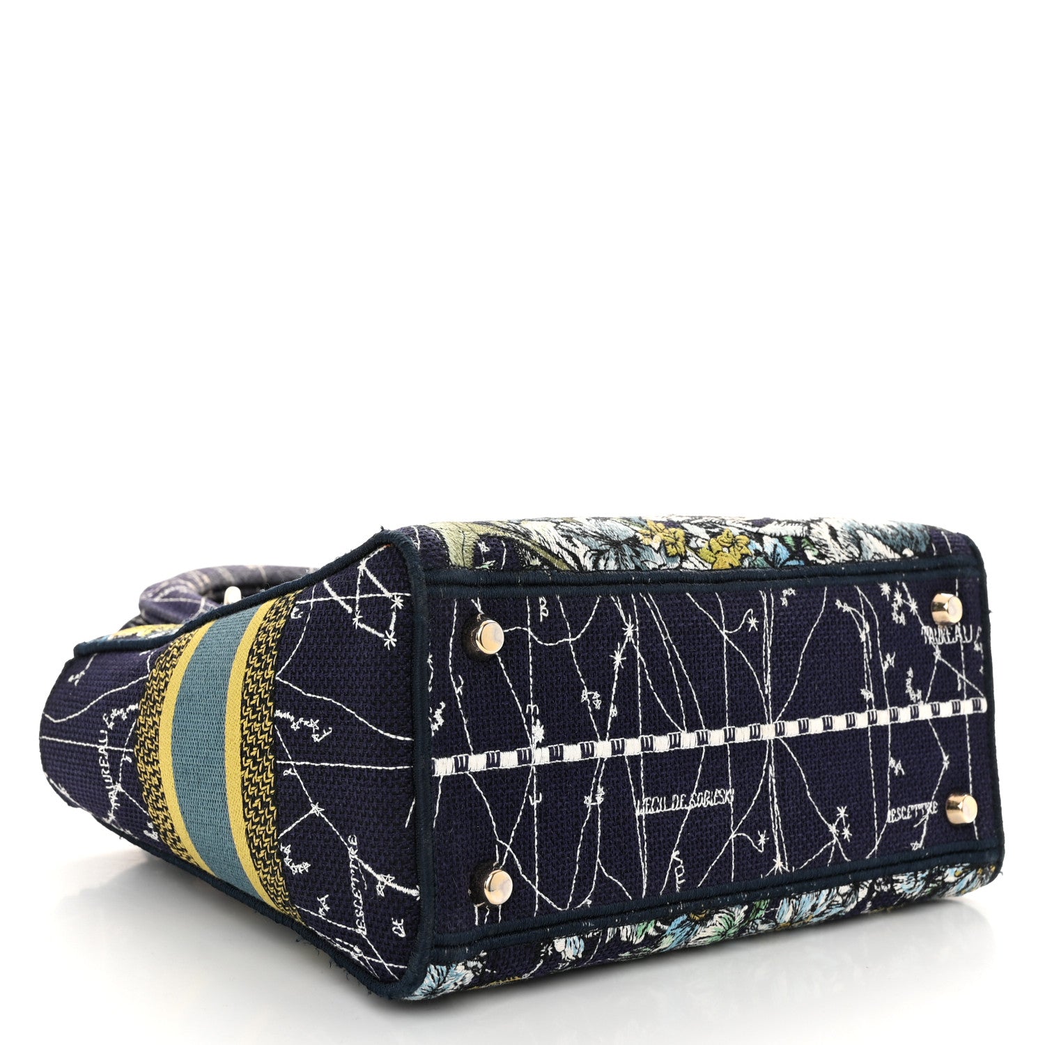 Christian Dior Canvas Embroidered Zodiac Medium Lady D-Lite Blue Multicolor 4 of 12