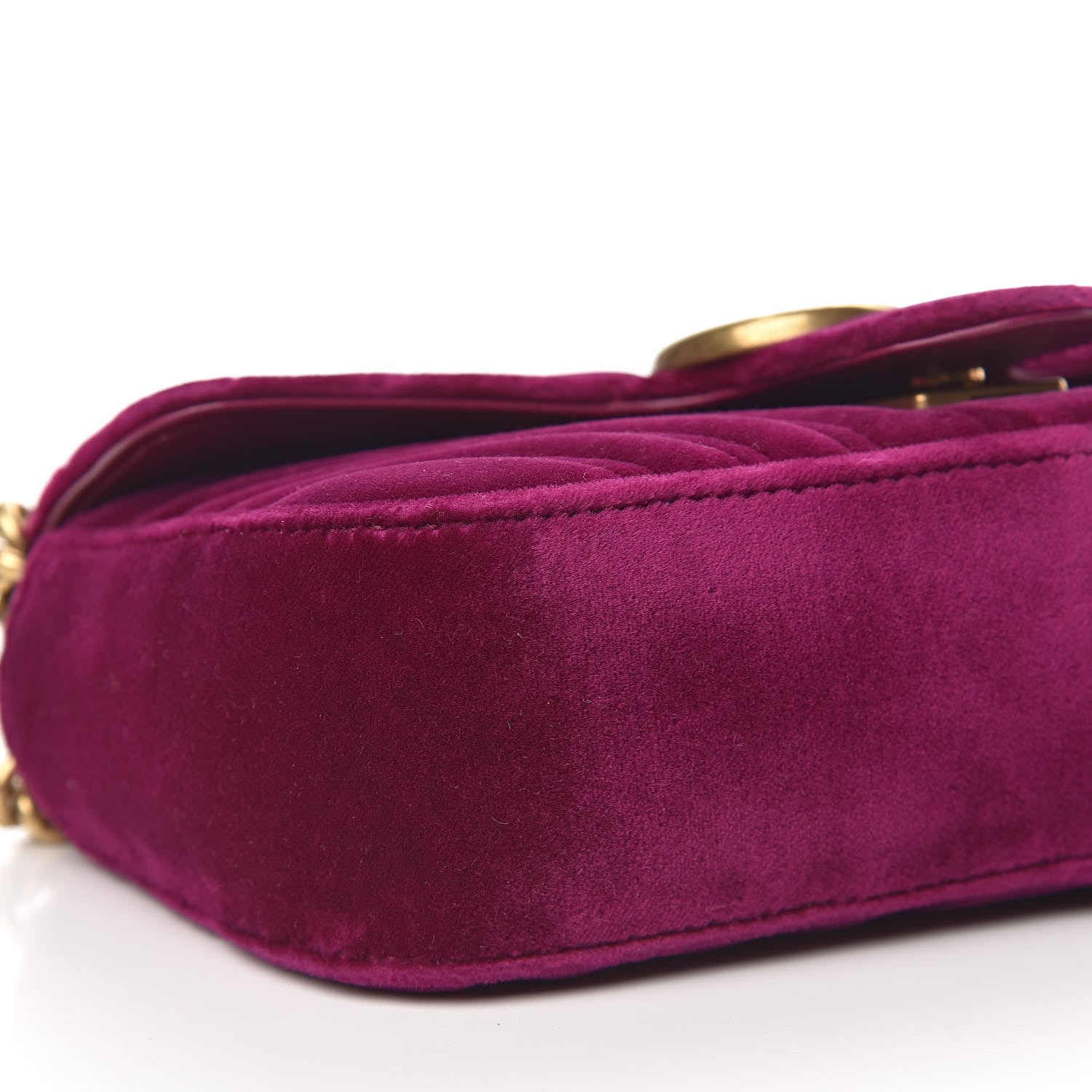 Gucci Velvet Matelasse Mini GG Marmont Shoulder Bag Fuchsia Violet Cyclamen 8 of 10