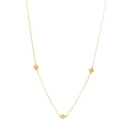 Roberto Coin 18K Yellow Gold Diamond Tiny Palazzo Ducale Satin Tile 3-Station Necklace 1 of 6