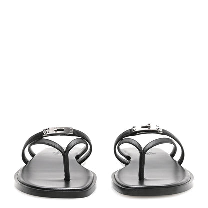 Hermes Calfskin Miss Sandals 36 Black 3 of 8