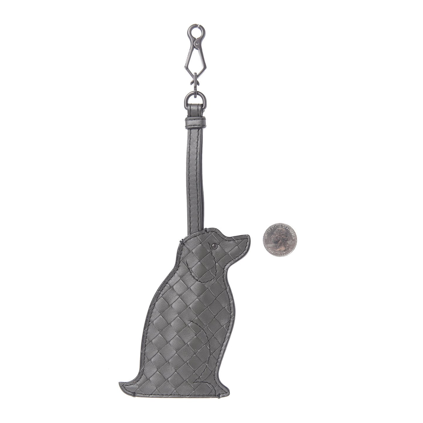 Nappa Intrecciato Dog Bag Charm Light Grey