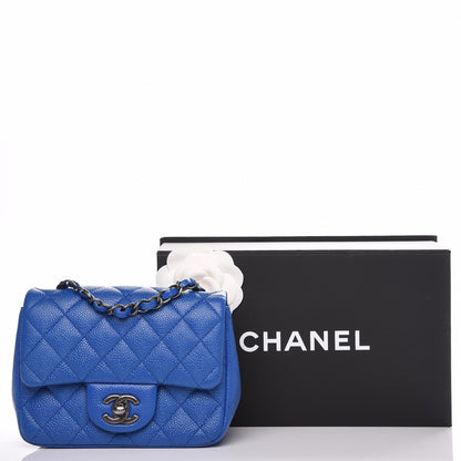 Chanel Caviar Quilted Mini Square Flap Blue 9 of 9