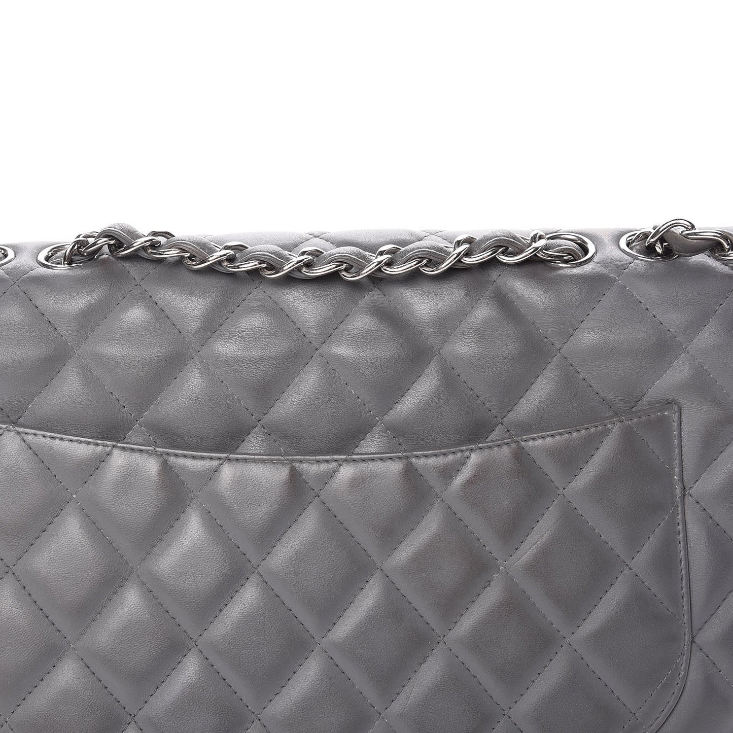Lambskin Quilted Jumbo Single Flap Grey