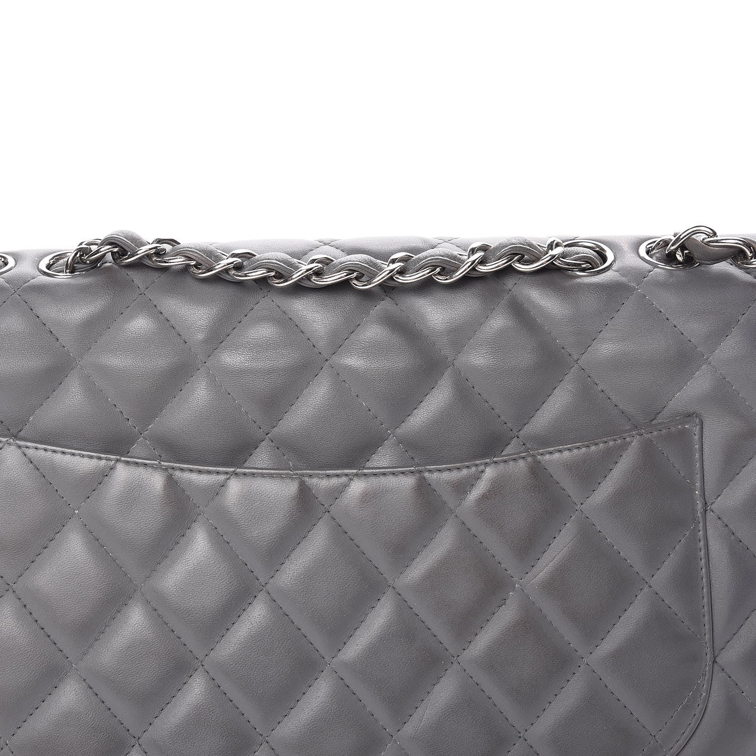 Chanel Lambskin Quilted Jumbo Single Flap Grey 19 of 20