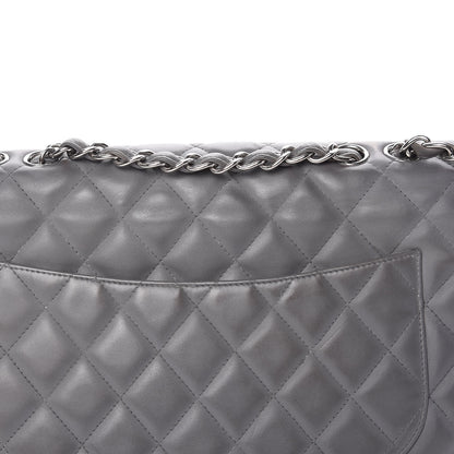 Chanel Lambskin Quilted Jumbo Single Flap Grey 19 of 20