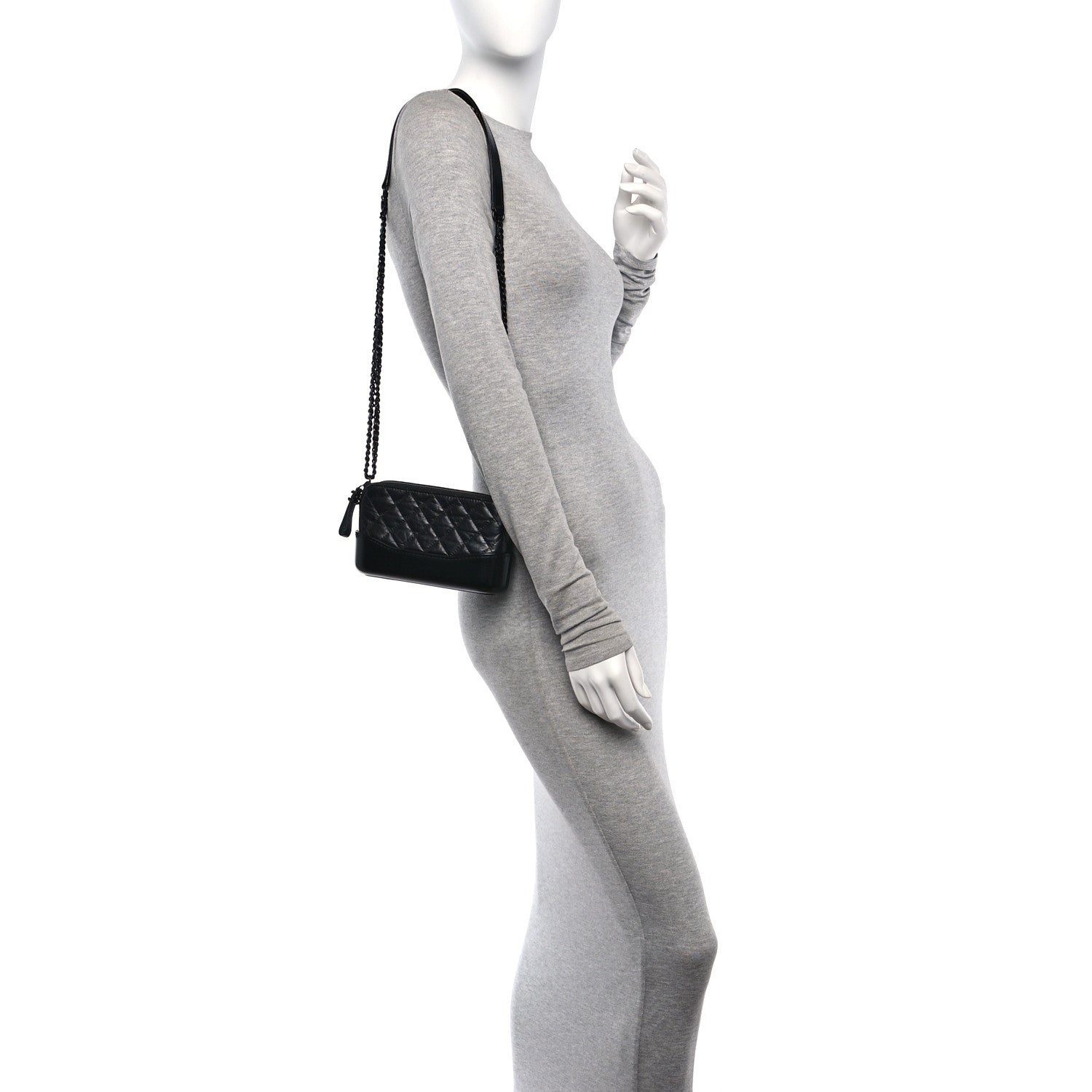 Chanel Aged Calfskin Quilted Small Gabrielle Clutch With Chain So Black 2 of 12