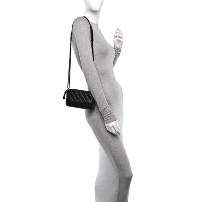 Chanel Aged Calfskin Quilted Small Gabrielle Clutch With Chain So Black 2 of 12
