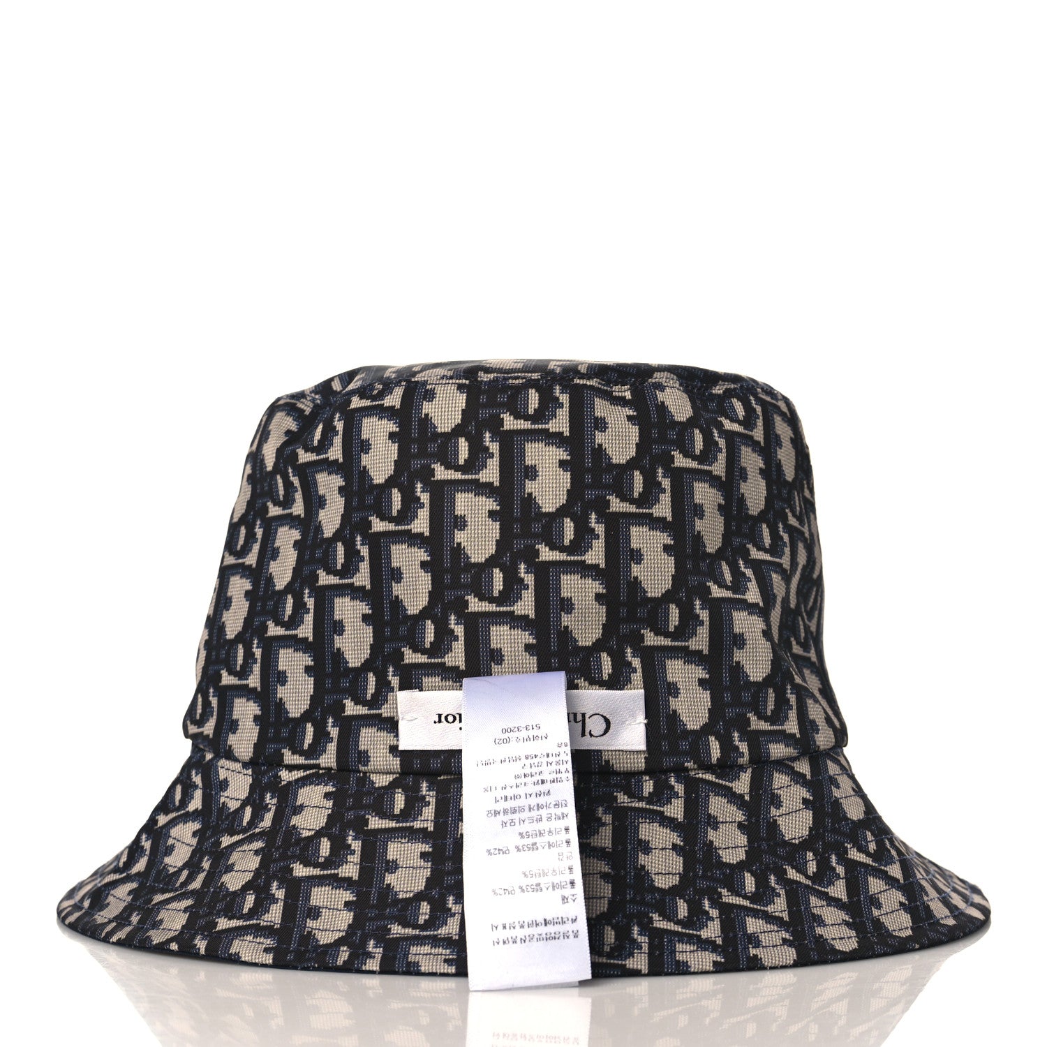 Christian Dior Polyester Cotton Oblique Teddy-D Brim Bucket Hat 58 Navy 8 of 12