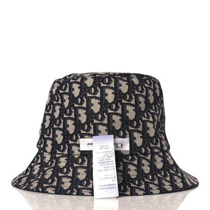 Christian Dior Polyester Cotton Oblique Teddy-D Brim Bucket Hat 58 Navy 8 of 12