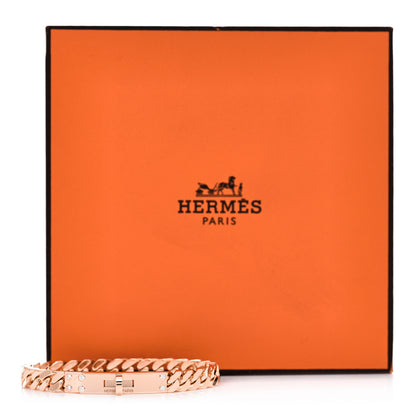 Hermes 18K Rose Gold Diamond PM Kelly Chaine Bracelet SH 4 of 4