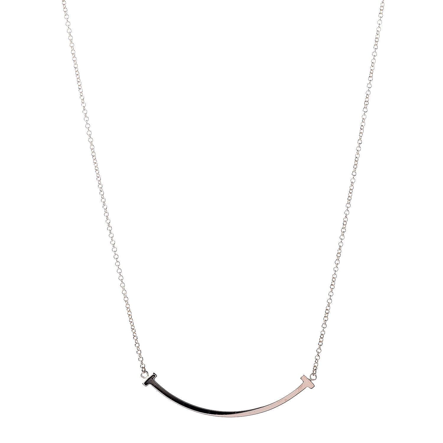 Tiffany 18K Rose Gold Small T Smile Pendant Necklace 1 of 6