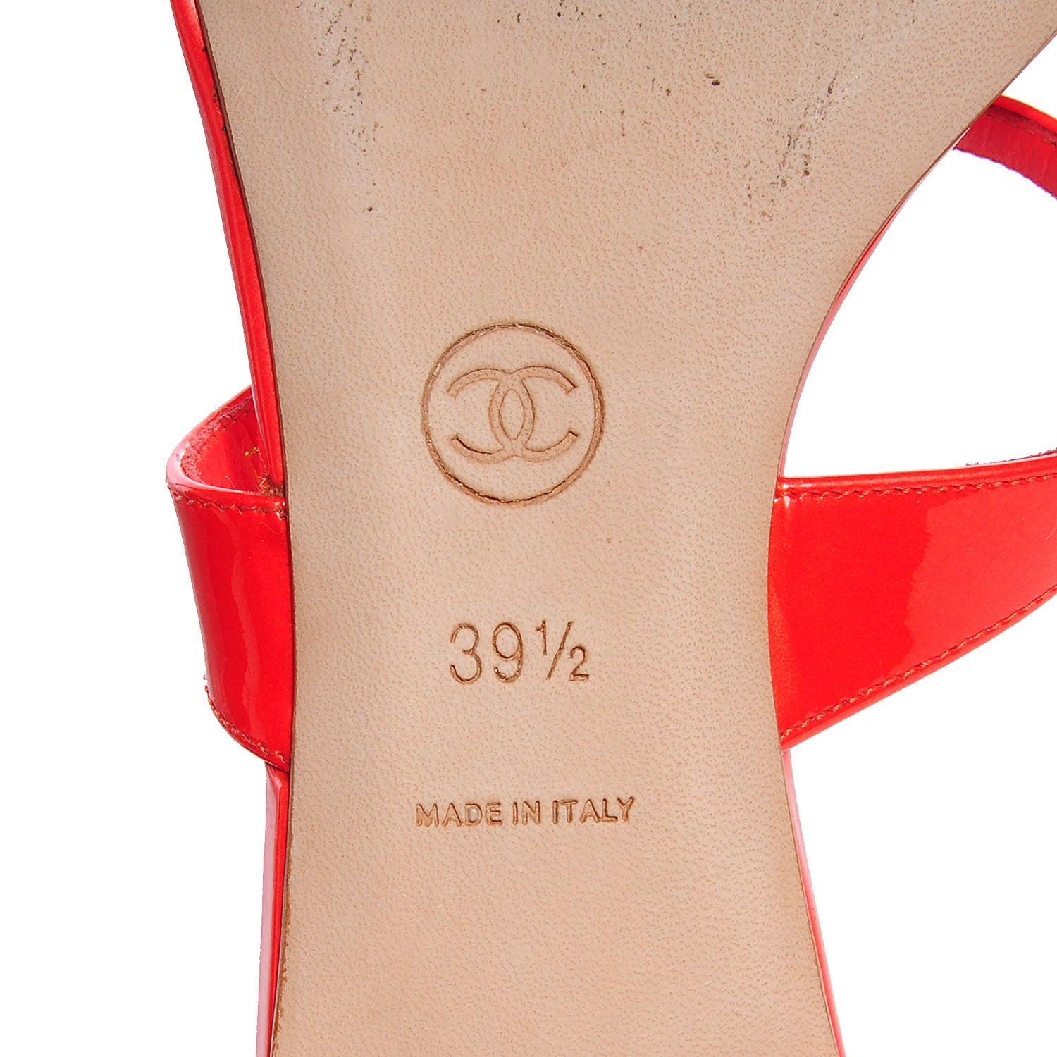 Chanel Patent CC Toe Ring Sandals 39.5 Red 7 of 8