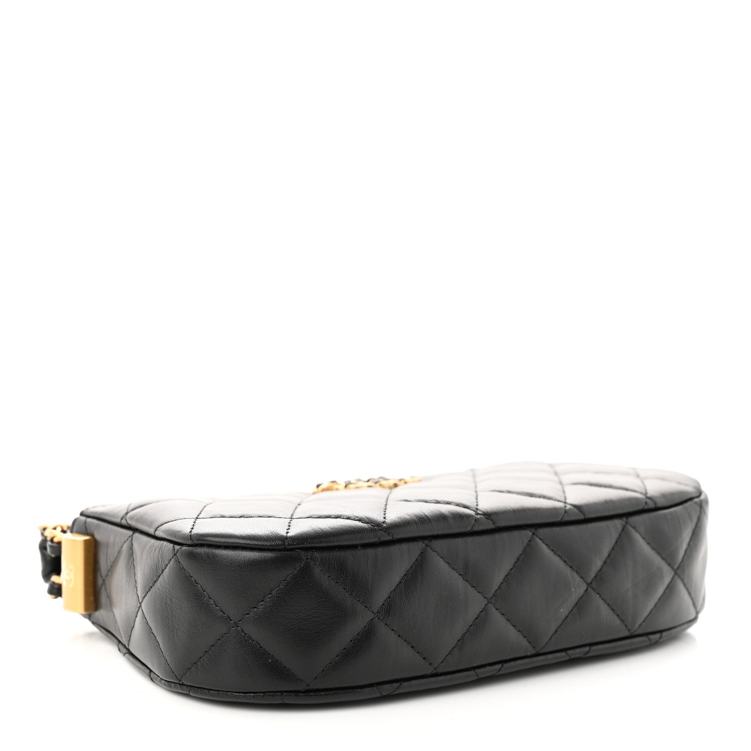 Chanel Crumpled Calfskin Quilted Braided CC Small Hobo Black 4 of 11