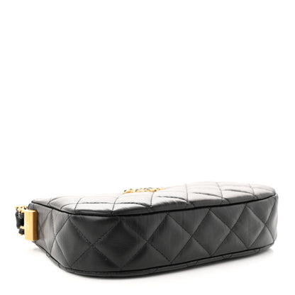 Chanel Crumpled Calfskin Quilted Braided CC Small Hobo Black 4 of 11