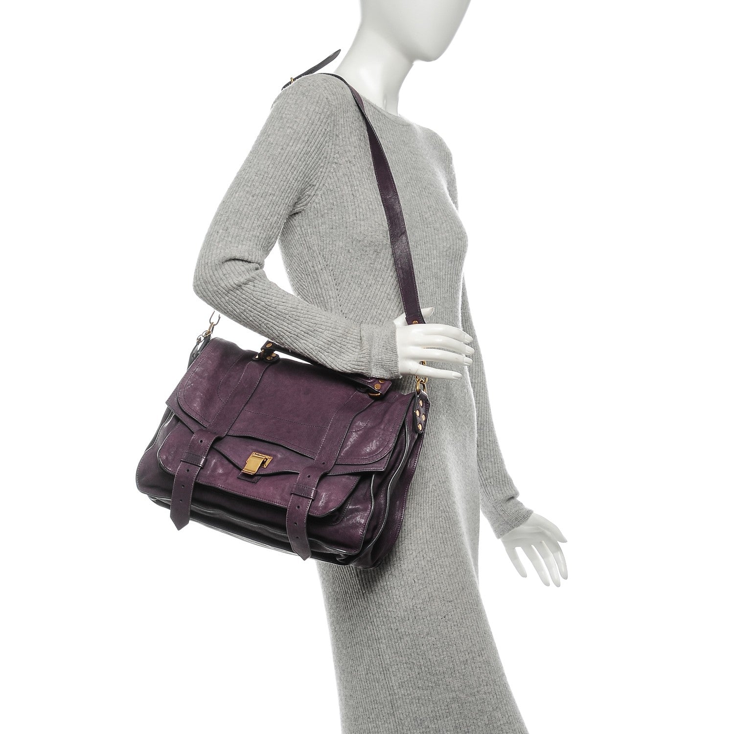 Proenza Schouler Lambskin Large PS1 Satchel Plum 2 of 7