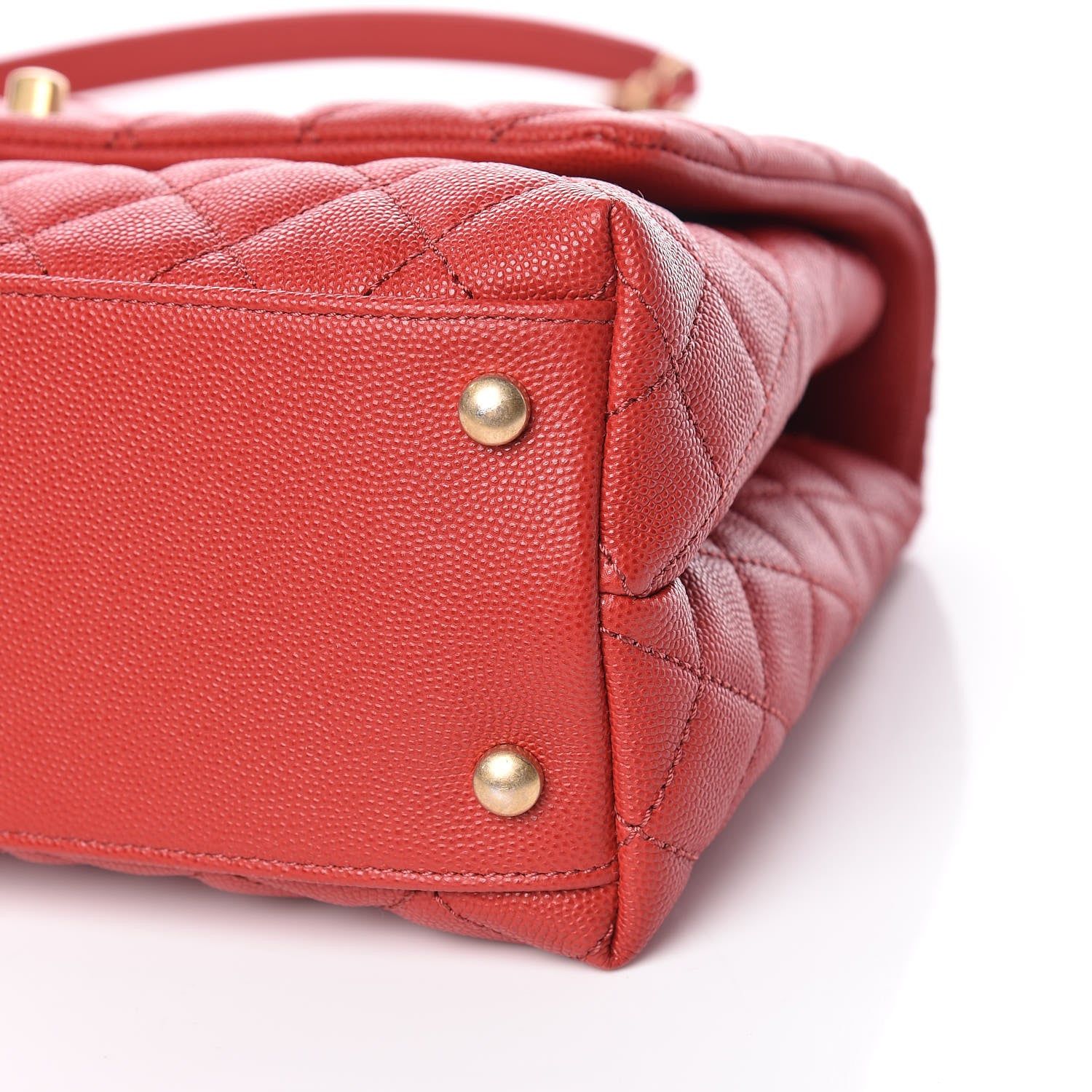 Chanel Caviar Quilted Small Coco Handle Flap Red 9 of 10