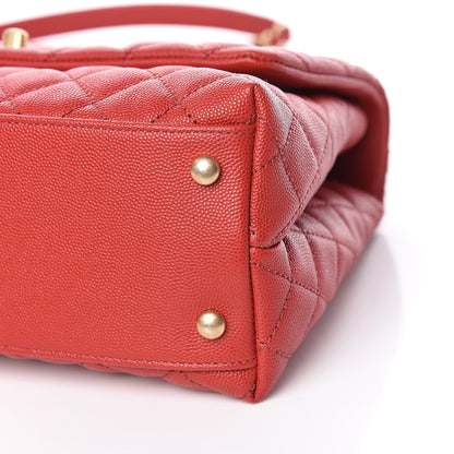 Chanel Caviar Quilted Small Coco Handle Flap Red 9 of 10