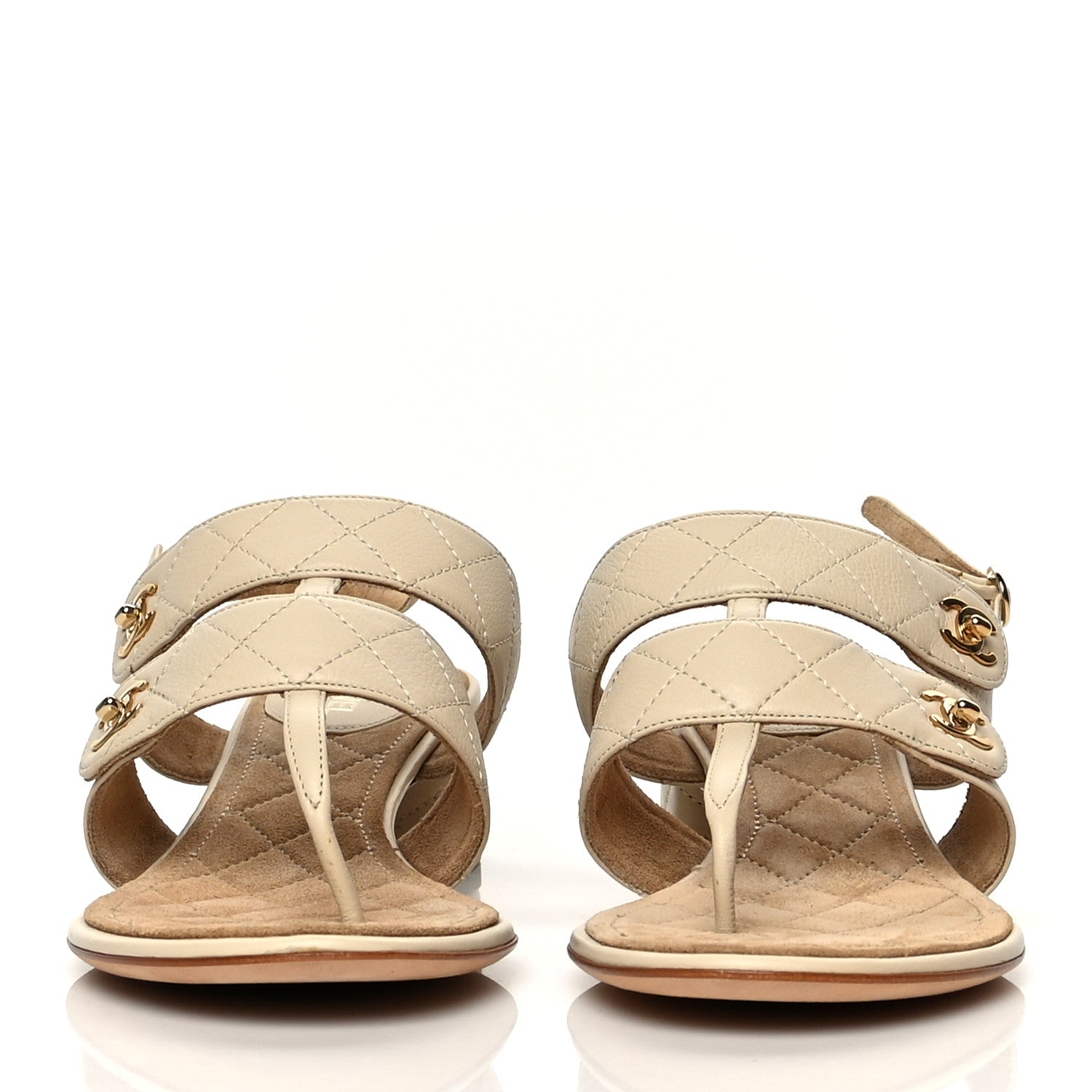 Chanel Calfskin Quilted CC Turnlock Sandals 40 Dark White 2 of 7