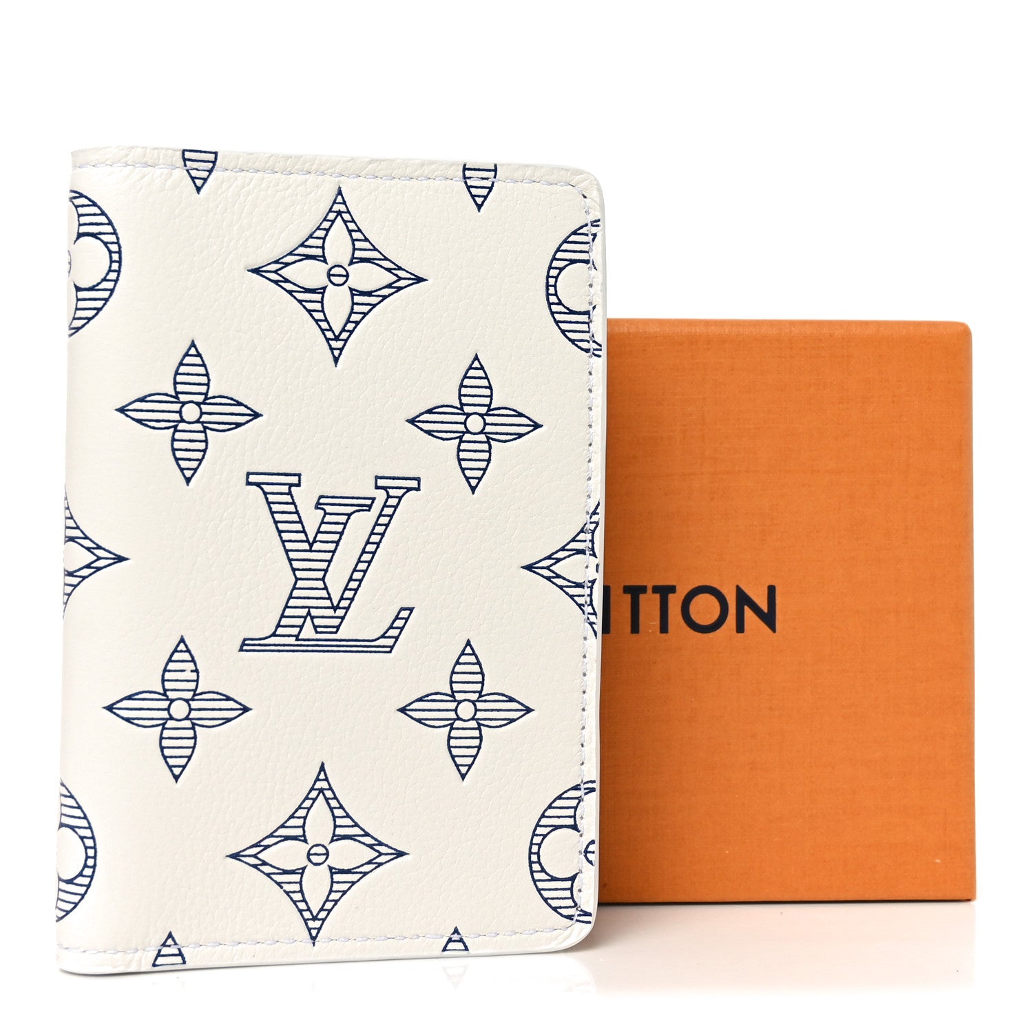 Louis Vuitton Calfskin Monogram Shadow Pocket Organizer NM White Navy 7 of 7