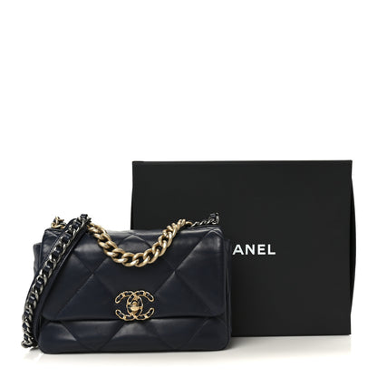 Chanel Lambskin Quilted Medium Chanel 19 Flap Navy Blue 11 of 11