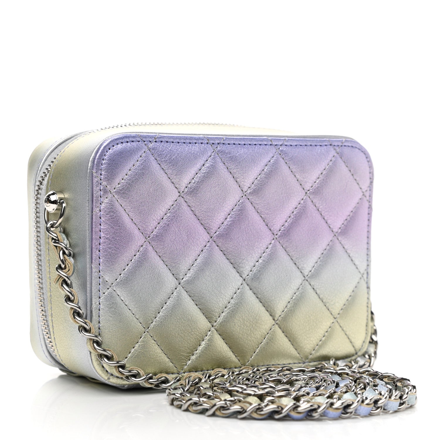 Chanel Metallic Gradient Calfskin Quilted Camera Case Blue Yellow Purple 3 of 11