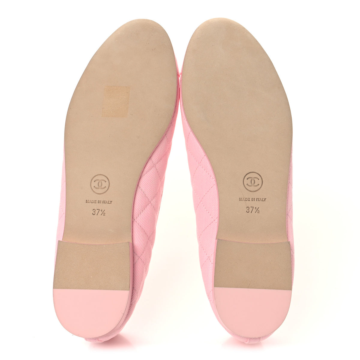 Chanel Denim CC Cap Toe Ballerina Flats 37.5 Light Pink 6 of 10