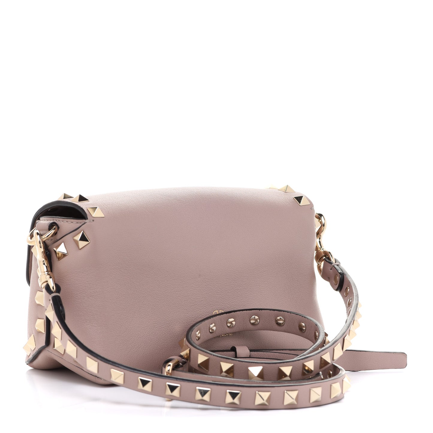 Calfskin Mini Rockstud Crossbody Bag Poudre